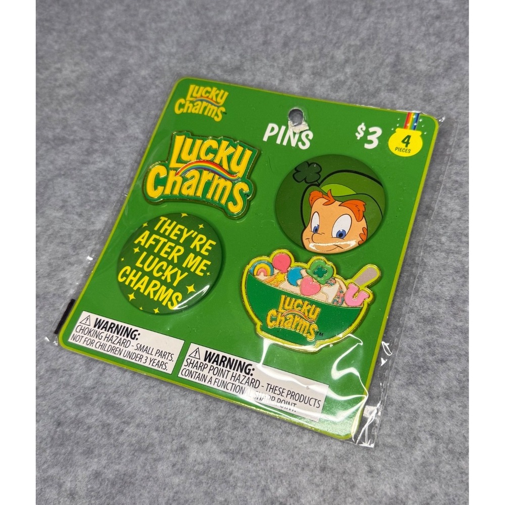 Lucky Charms Collectible Pin Set • 4‑Piece • General Mills • Monogram • NEW